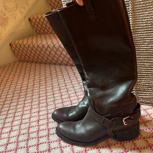 VINTAGE Ralph Lauren chocolate brown leather knee high cowboy boots